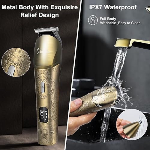 Miniatura 4 de Hatteker Cortadora de barba mejorada para hombres, impermeable, inalámbrica, maquinilla de afeitar eléctrica, kit de aseo con bigote, cara, nariz y