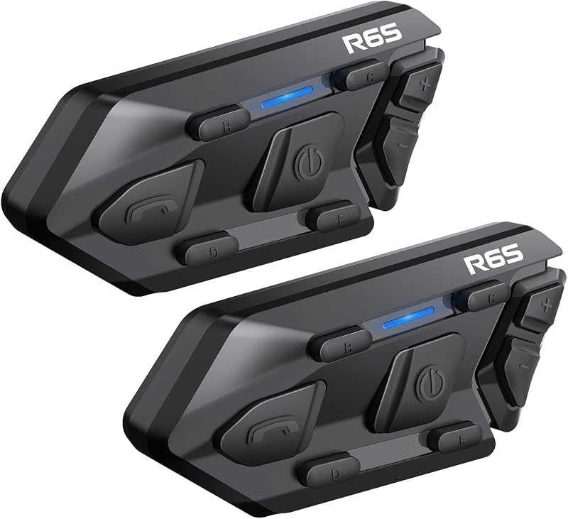 WAYXIN R6S Motoros Headset - 1200m Hatótávolságú Bluetooth Kommunikációs Rendszer 6 Motoros Összekapcsolásával, Vízálló, Kihangosító, Zajszű
