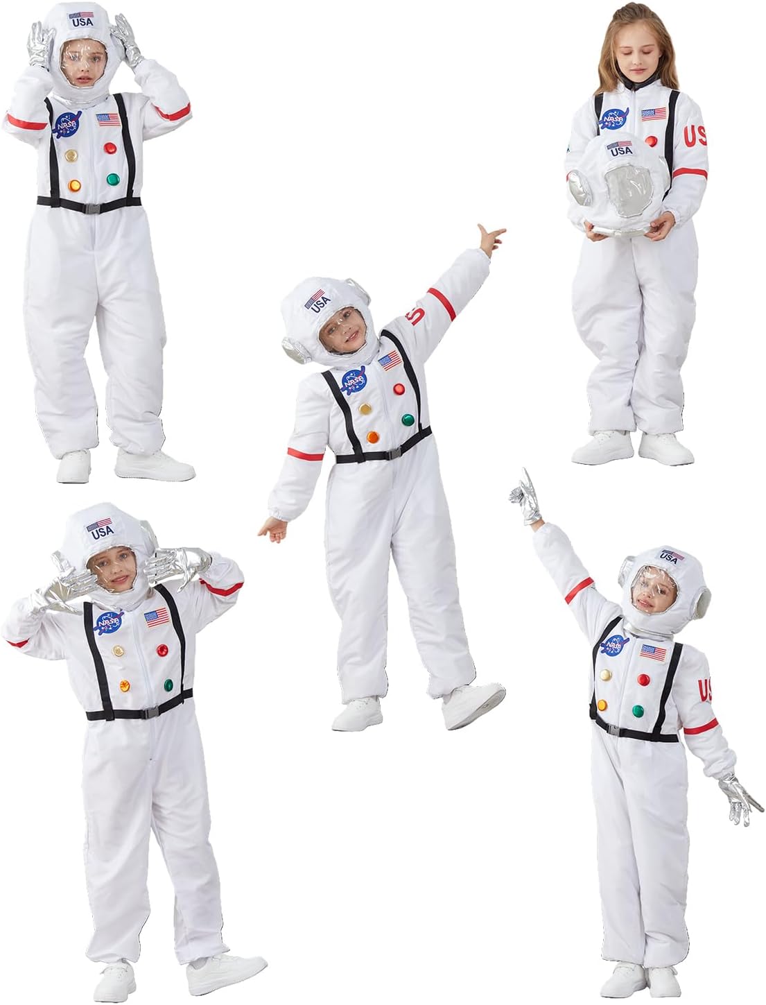 LANGXUN Kids Astronaut Halloween Costume Set, Boys Girls Space Suit Dress Up, Toddler Pilot Jumpsuit for Themed Party - Image 4