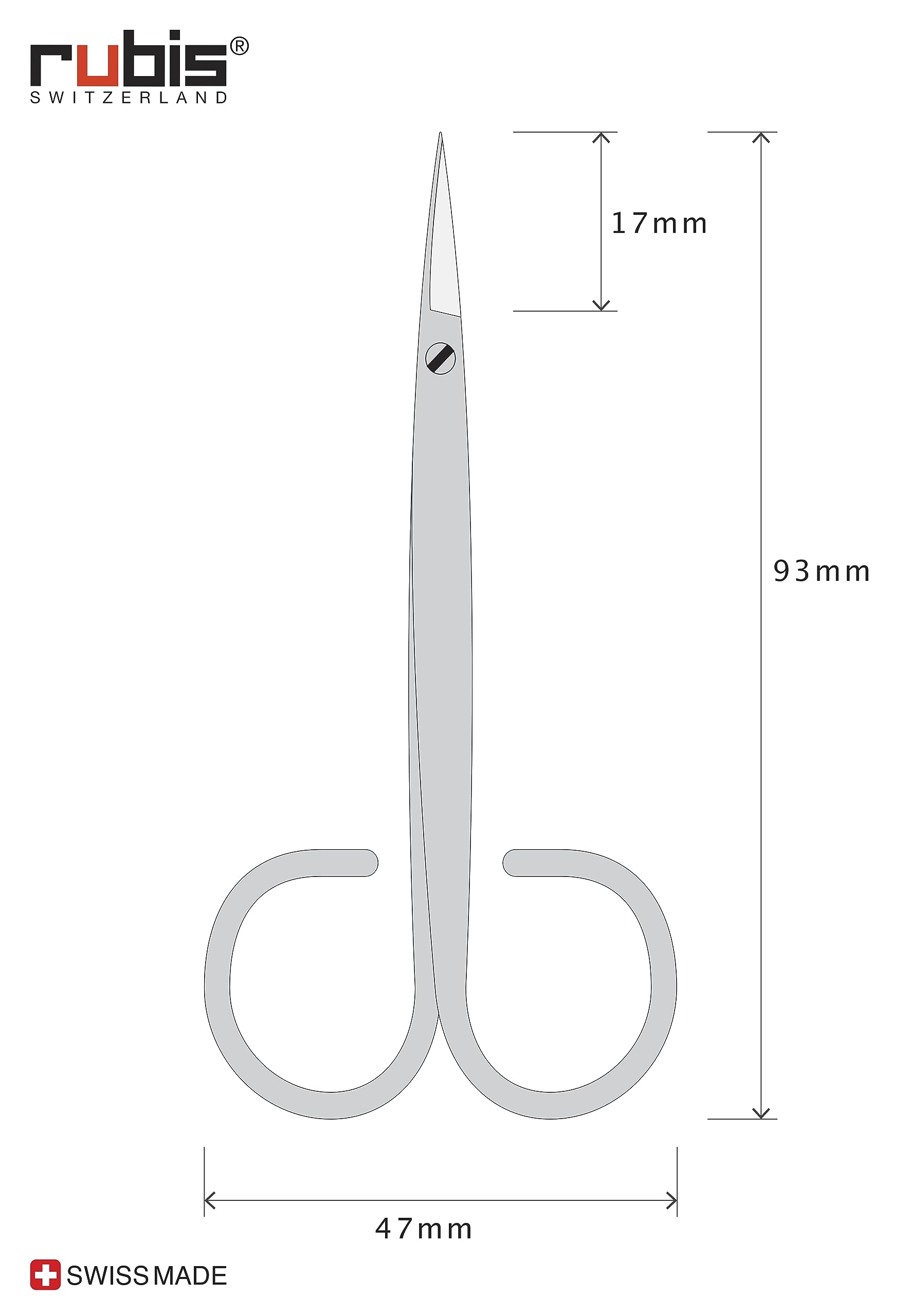 Rubis Classic Nagelschere gebogen - Hochwertige spitze Profi Nagelschere für Fingernagel und Nagelhaut, fein