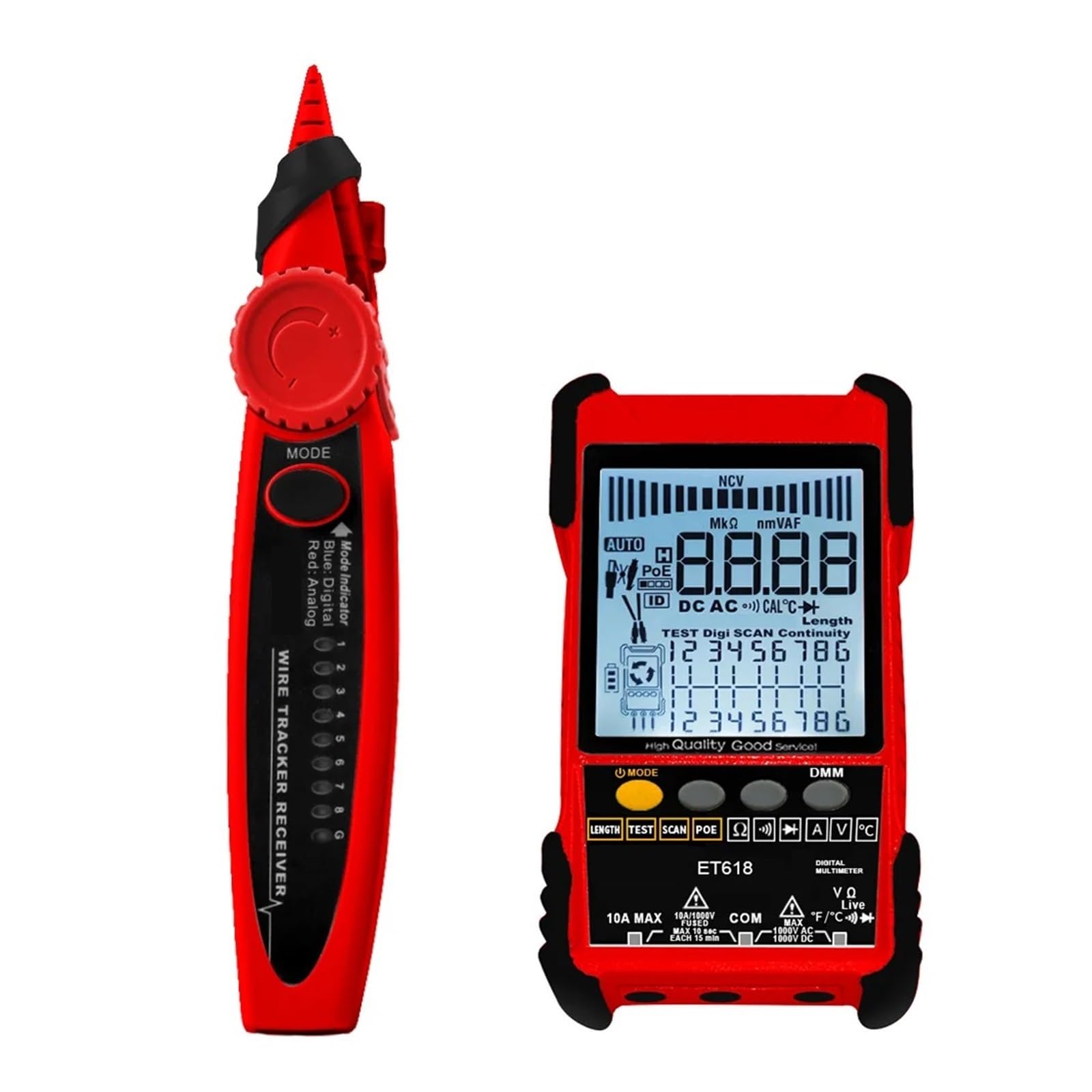 ET618 PRO 2 W 1 Tester Kabli Sieciowych 600M Długość Analogi Cyfrowe Wyszukiwanie POE Kabel Testowy Parowanie Ręczny LCD Wiremap Tracker Dokładna Szybka Diagnostyka