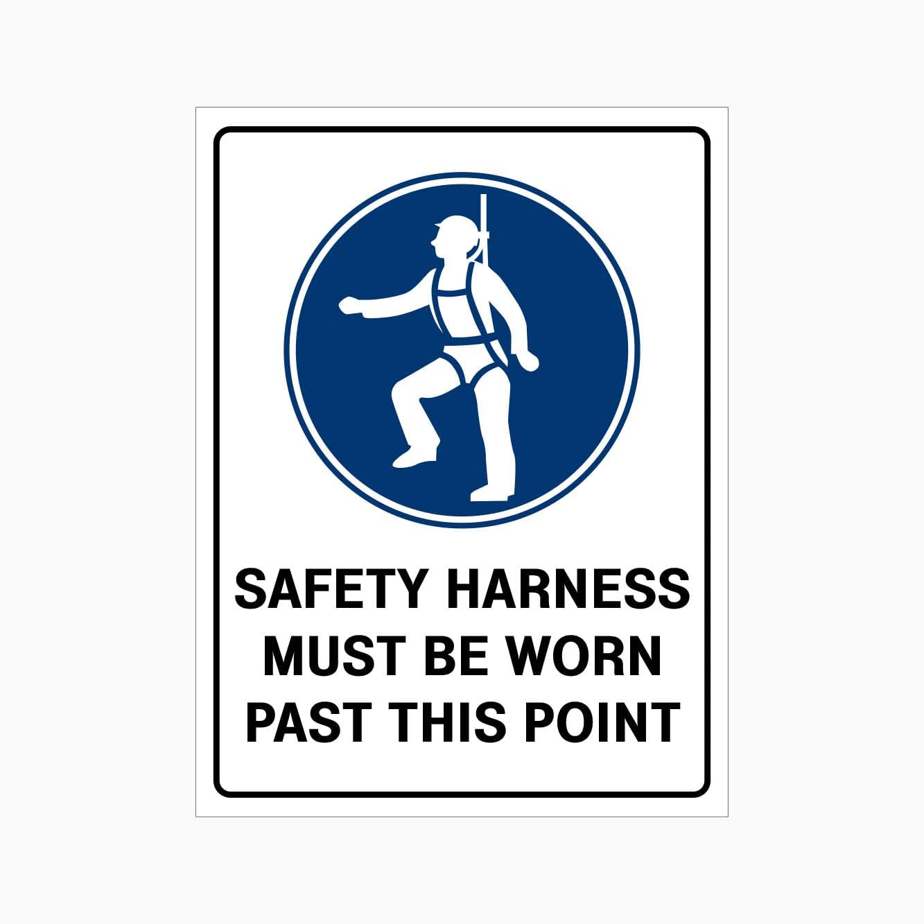 SAFETY HARNESS MUST BE WORN PAST THIS POINT Sign PPE Metal Tin Sign 8 x 12 inch for Industrial & Commercial Series