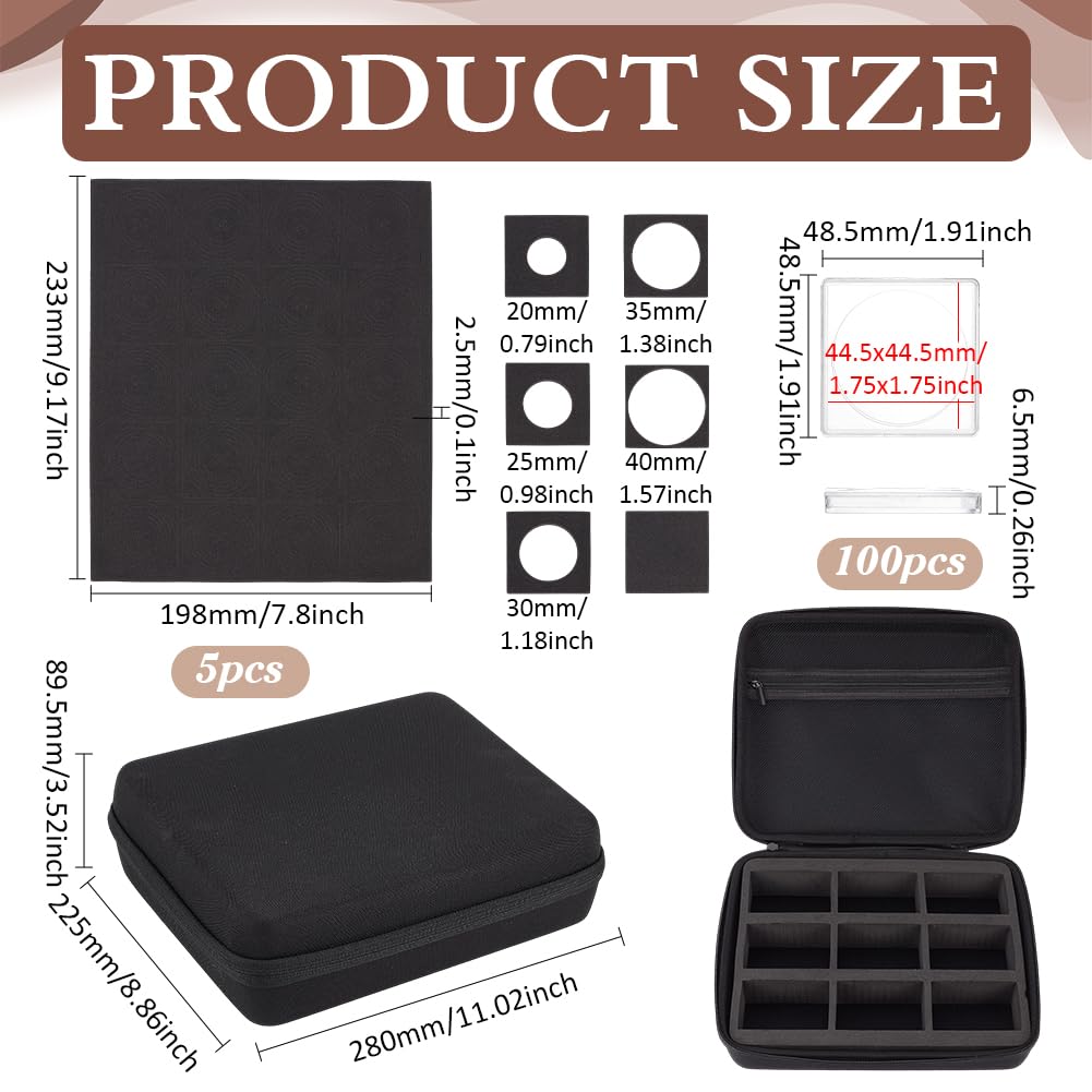 PH PandaHall 100pcs Coin Holder Box 48mm Coins Collector Case Plastic Coin Storage Box Challenge Coins Organizer Case with 5 Sizes Gasket for Collectors Show Collection 20/25/30/35/40mm - Image 2