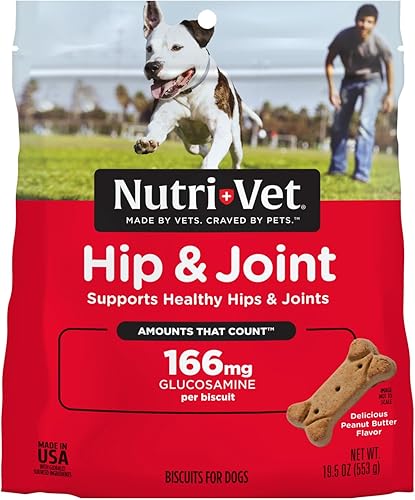 Nutri-Vet Galletas de cadera y articulaciones para perros, sabrosas golosinas de glucosamina para perros y suplemento para articulaciones de perros,