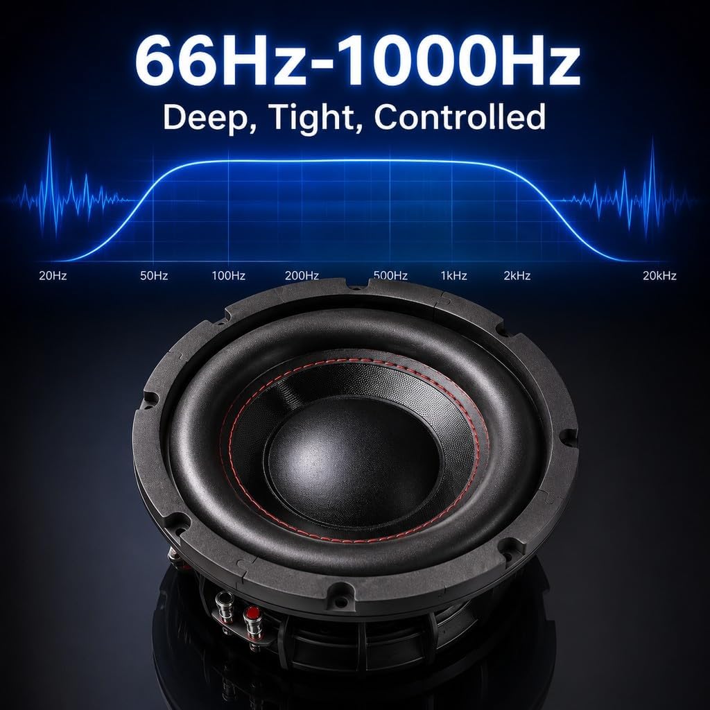 Amagkon 10" 1200W Max Power Dual 4 Ohm 66Hz-1000Hz 85dB Car Subwoofer