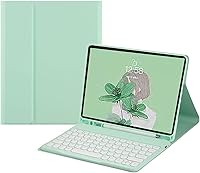 Vista 8 de HENGHUI Funda con Teclado para Galaxy Tab S6 Lite 10.4 pulgadas Funda con Teclado de Teclas Redondas Bonitas de Colores Teclado Inalámbrico Negro