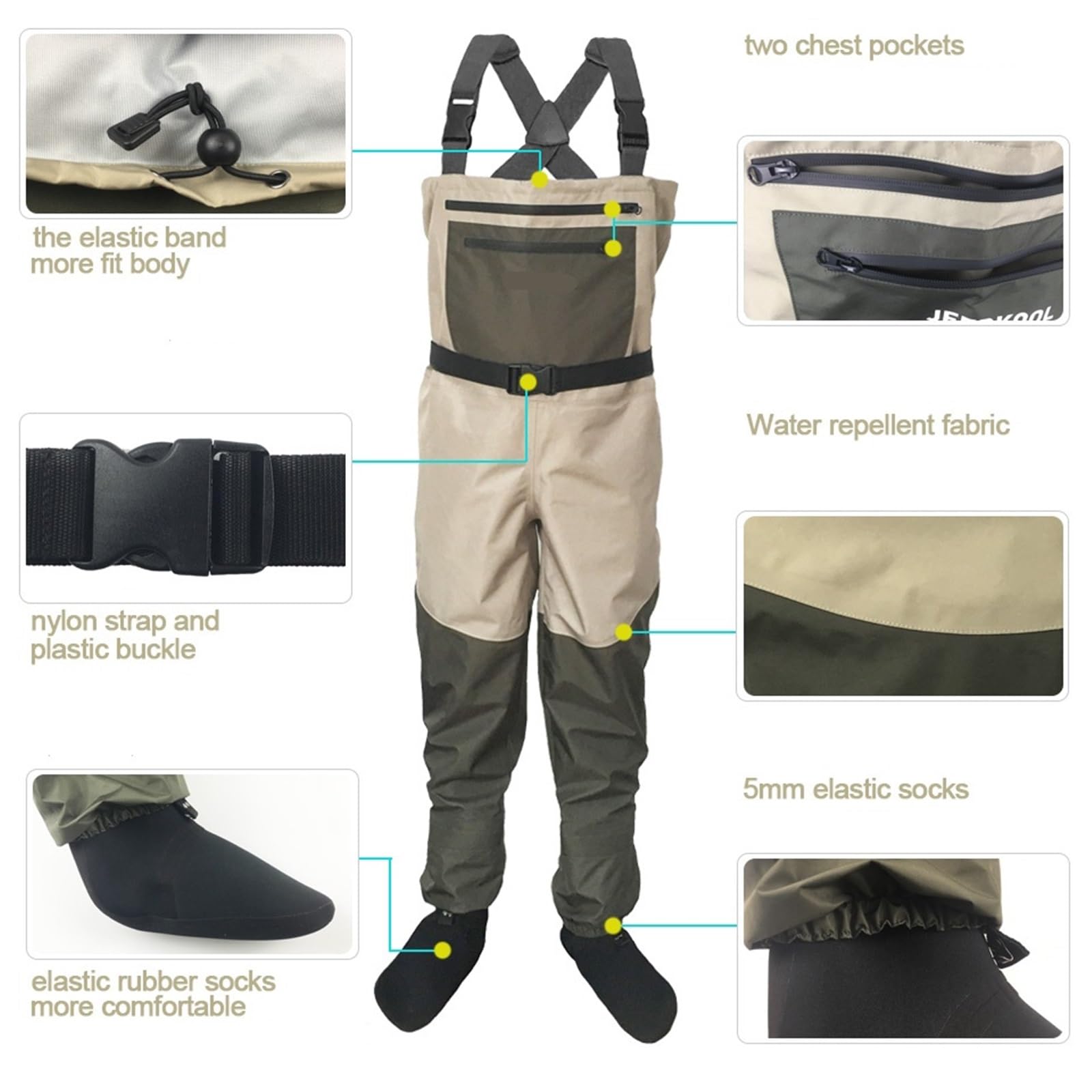 Vadeadores De Pesca Botas de Pesca con Mosca, Ropa, Monos de Pecho portátiles, Ropa Impermeable, Pantalones for vadear, Medias for Zapatos de Pescado