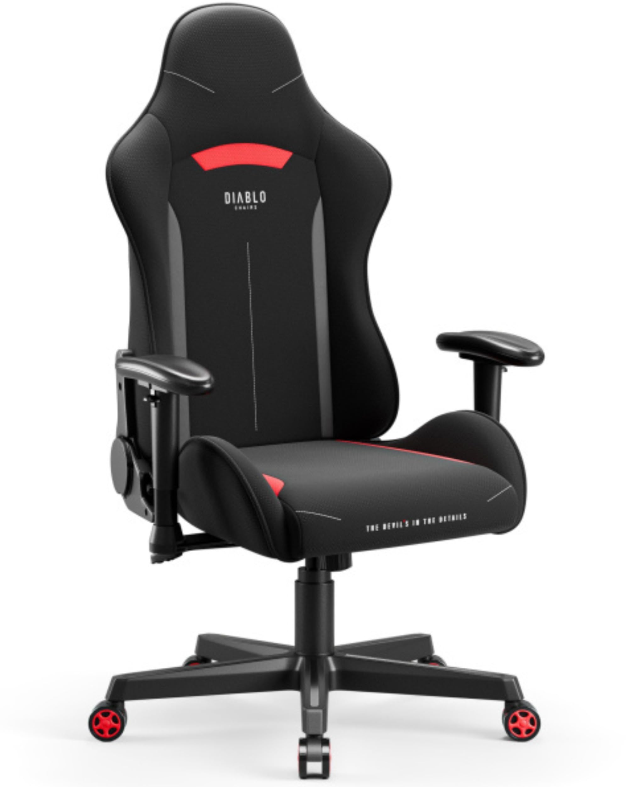 Diablo X-ST4RTER Silla Gaming Gamer Oficina Escritorio Ergonómico Cubierta de Tela Apoyabrazos 2D Mecanismo de inclinación (Negro)