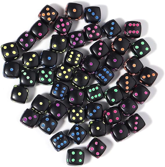 500 Pcs Black Dice Beads 8.5mm Dice Charming Beads 6 Sided Game Dices for Women Necklace Earring Bracelet Making Supplies