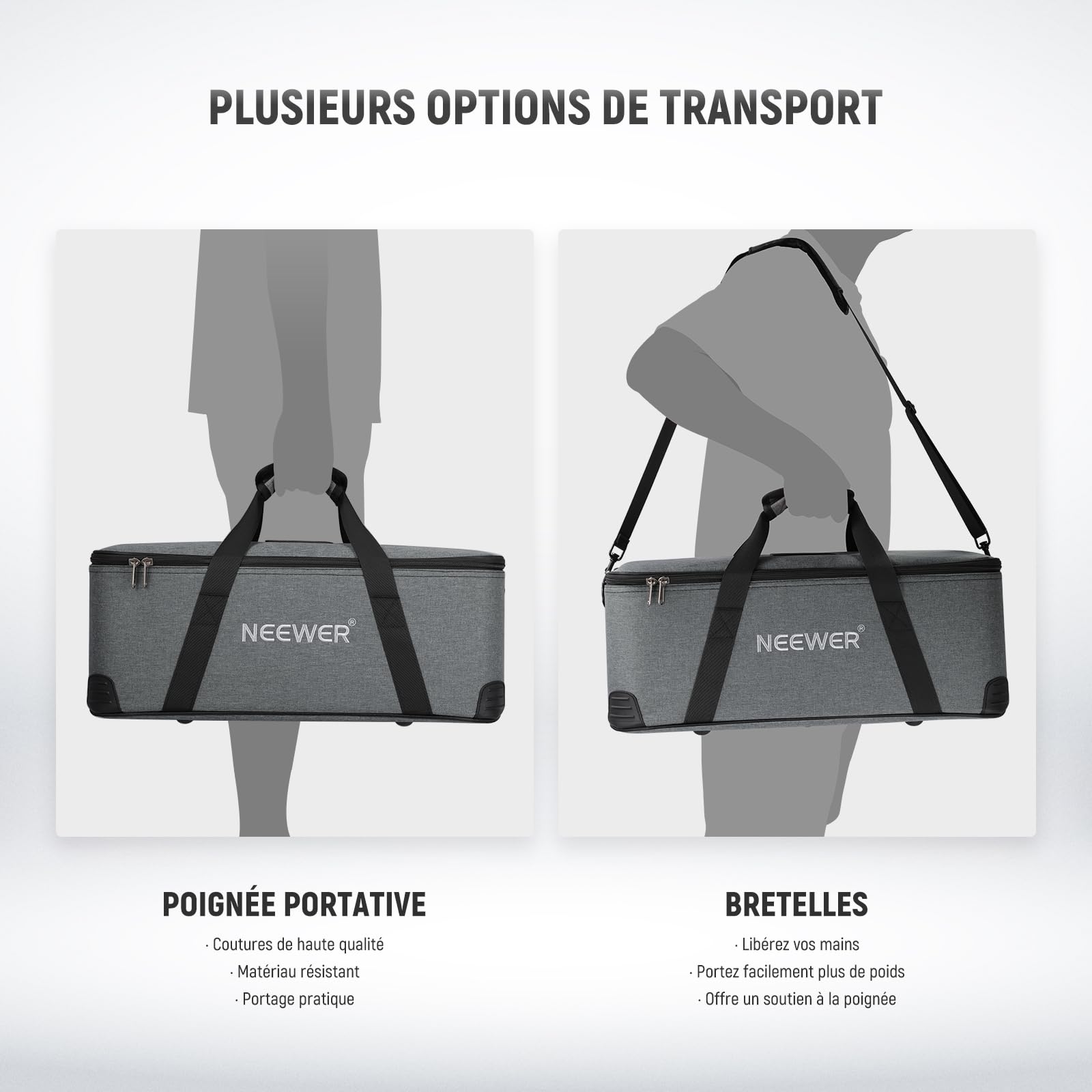 NEEWER Sac de Transport avec Bandoulière,Mousse Mobile Rembourrée pour Studio Light CB300B CB200B FS150B CB100C CB60B RGB CB60 MS60B MS60C MS150B Vision 4 ML300 Support de Trépied 52 cm, PB6