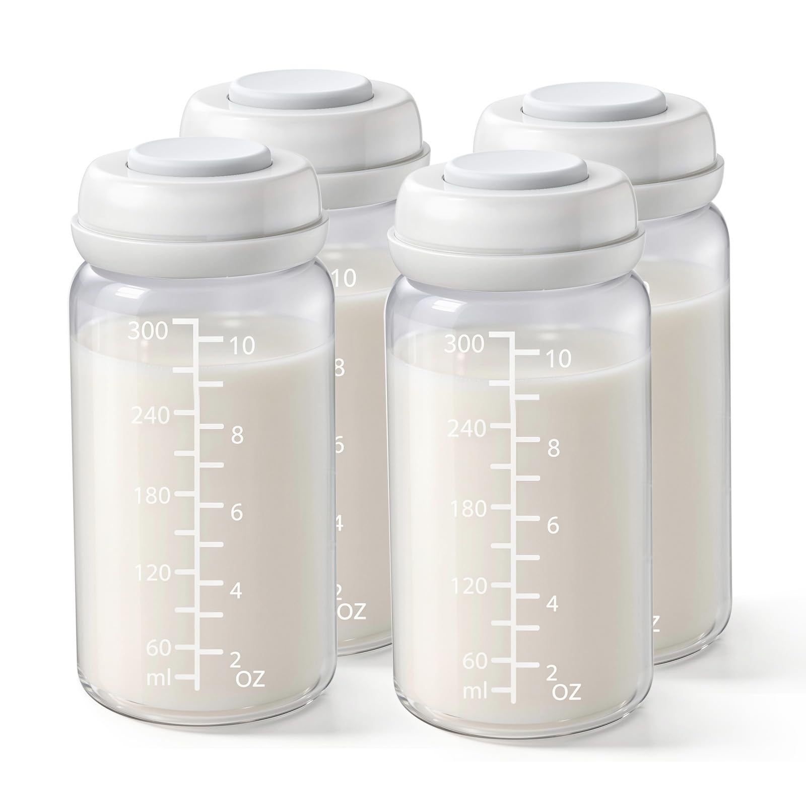 4PCS Breastmilk Storage Bottle for Momcozy 22oz Breast Milk Cooler, Wide Neck Breastmilk Collection Compatible with Spectra S1/S2/9 Plus/SG/Motif Luna, Certain Philips Avent Nipples, 10oz/300ml