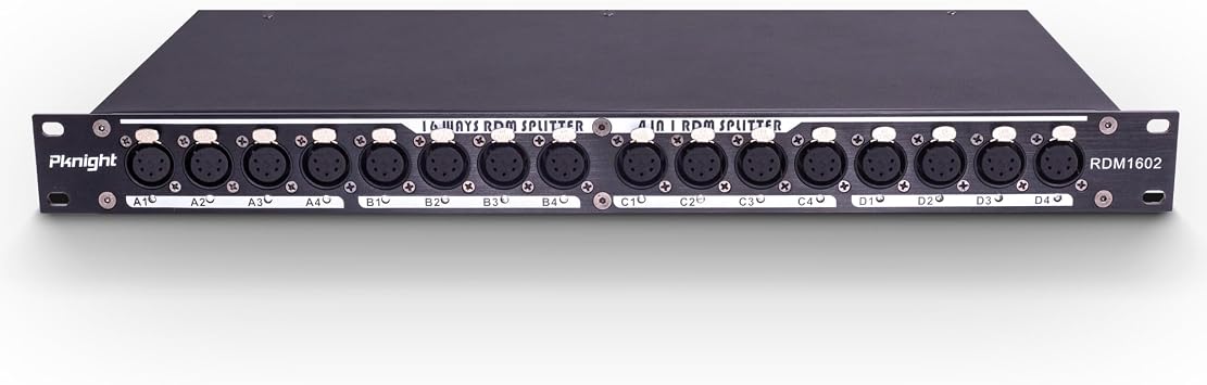 Pknight 16-Channel DMX & RDM Signal Splitter, Optically Isolated DMX Distributor with RDM Switch, Termination & LED Indicators RDM1602