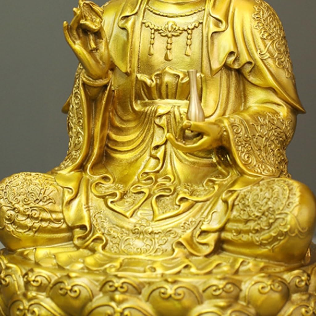 Kryty posąg Buddy Guanyin Bodhisattva - Mosiężne ozdoby Buddy, Kult Świątyni Zen, domowa medytacja, ozdobne ozdoby posąg Buddy w medytacji Figurka i rzeźba