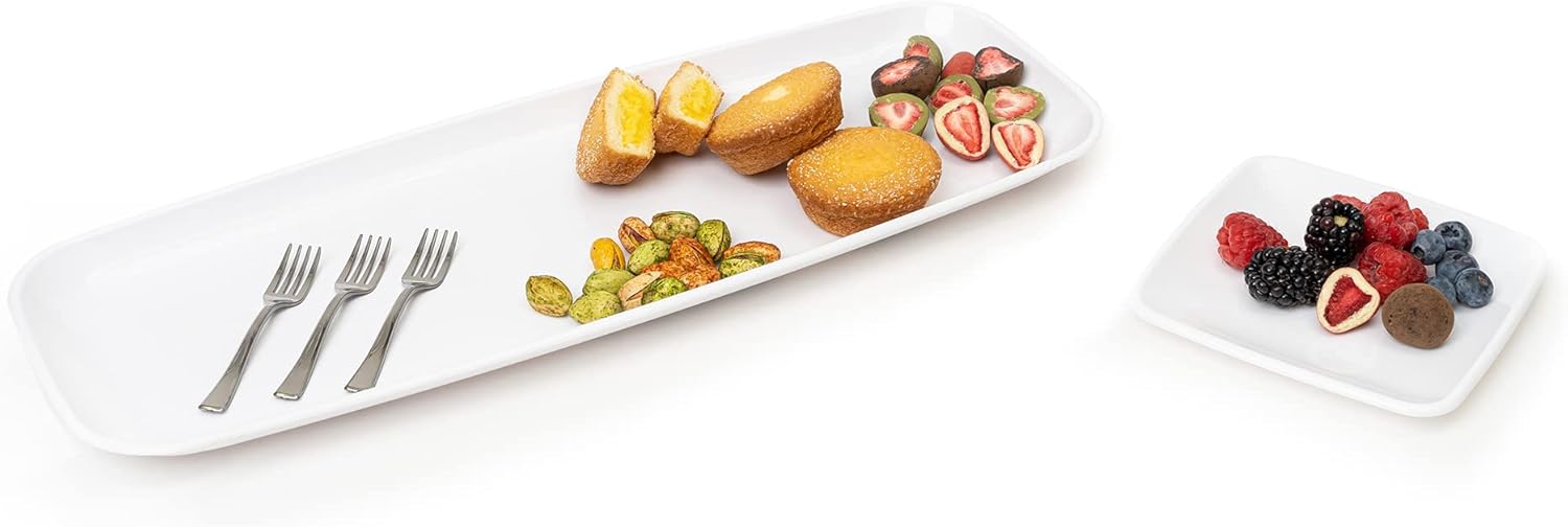 Premium Plastic Mini Appetizer & Dessert Entertaining Set – for Entertaining, Weddings, Parties & Events – 66 Piece Sets – 2 Pack