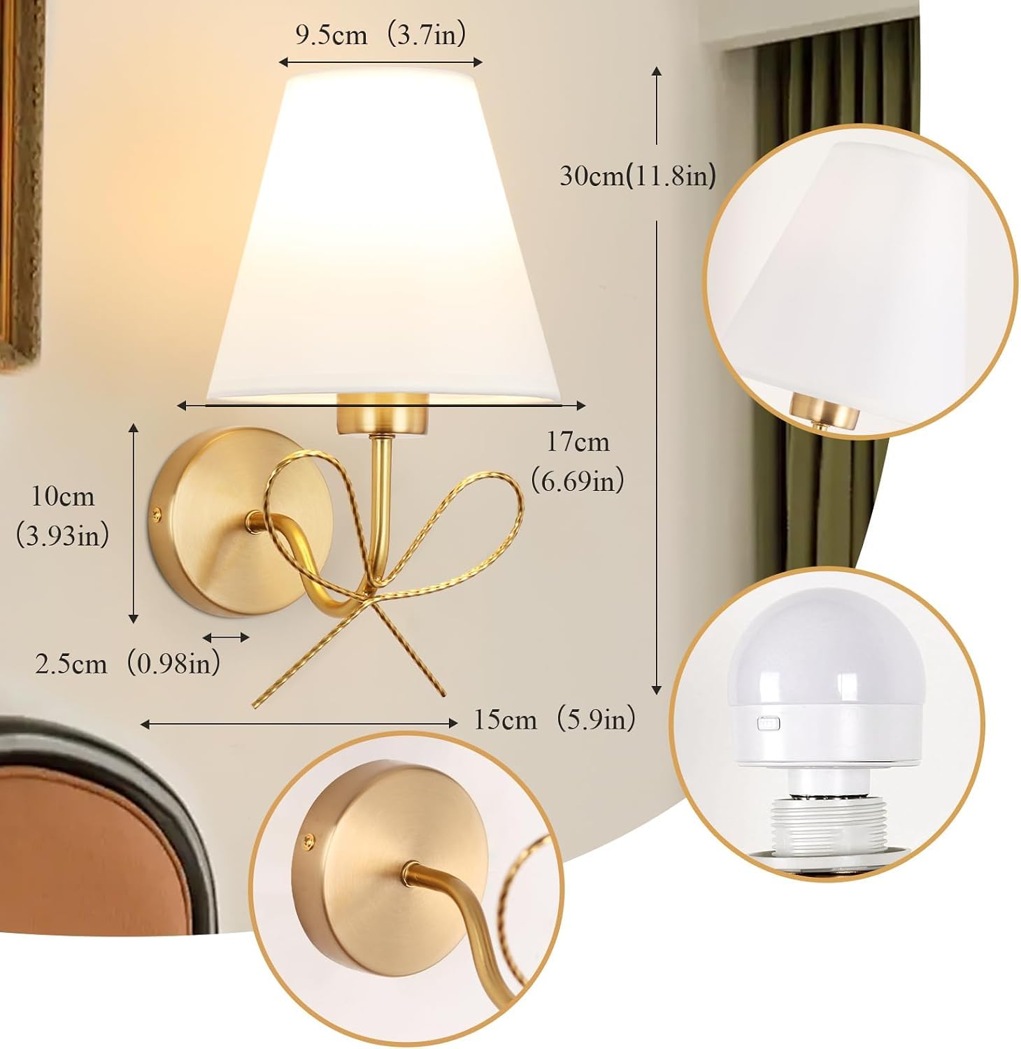 Lampada da parete a LED per interni lampada da parete retrò senza fili alimentata a batteria senza collegamento alla rete elettrica con telecomando 15 colori lampada da camera da letto dimmerabile