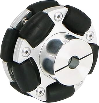 60mm Omni Wheel Aluminum Alloy Rubber Tire Omni-Directional Movement with 6mm Inner Dia Flange Coupling for ROS Smart Car Chassis 4WD Robot 1Pc