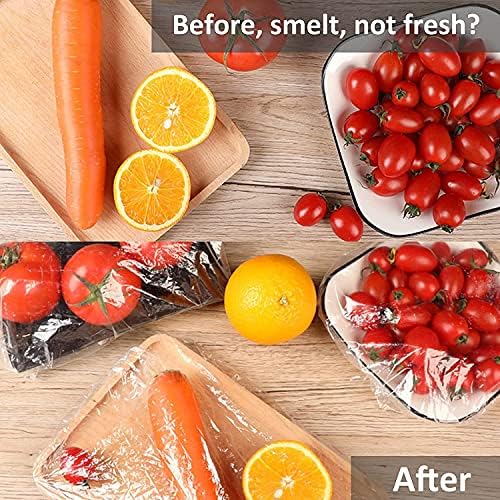 PANYI 100 Pcs of Fresh-keeping Bags, Elastic Plastic Food Storage Covers, Plastic Food Cling Film Bags for Fruit Preservation and Food Storage