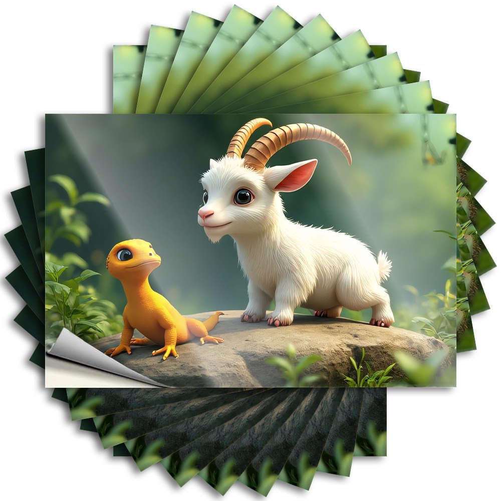 Fzfn Colour Bath Decor Saying Durable Laptop | A Goat And A Lizard On A Rock Western Bathroom Self Adhesive Sticker For Teens Diy(8X12cm)