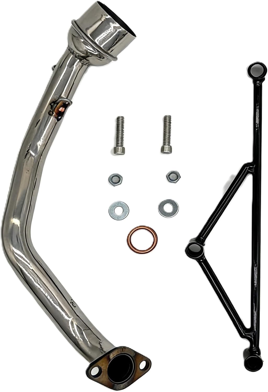 Stainless Steel Exhaust Muffler System compatible with GY6 125cc 150cc 157QMJ 152QMI Engine Scooters Mopeds ATV Go Karts, Complete Header Pipe with Silencer Baffle