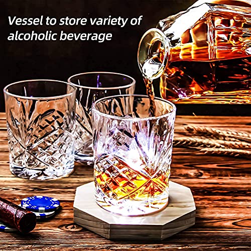 Image of GINOYA BROTHERS Elegant Whiskey Decanter Set with Glass for Men & Women, 1000 ml Whiskey Crystal Liquor Drinking Decanter Gift for Alcohol Lover[Pack-2] Transparent