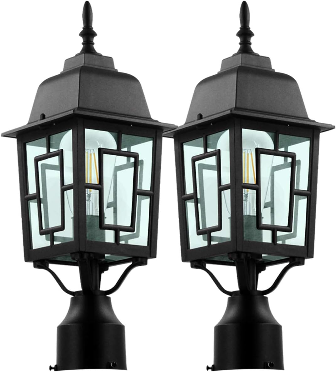 ZJOJO Outdoor Post Light 2 Pack,Outdoor Pole Lantern Fixture with Clear