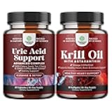 Bundle of Herbal Uric Acid Cleanse and Detox and Antarctic Krill Oil Softgels - Essential Daily Kidney Cleanse and Uric Acid Support - High Absorption Krill Oil Omega 3 Fatty Acid Supplement