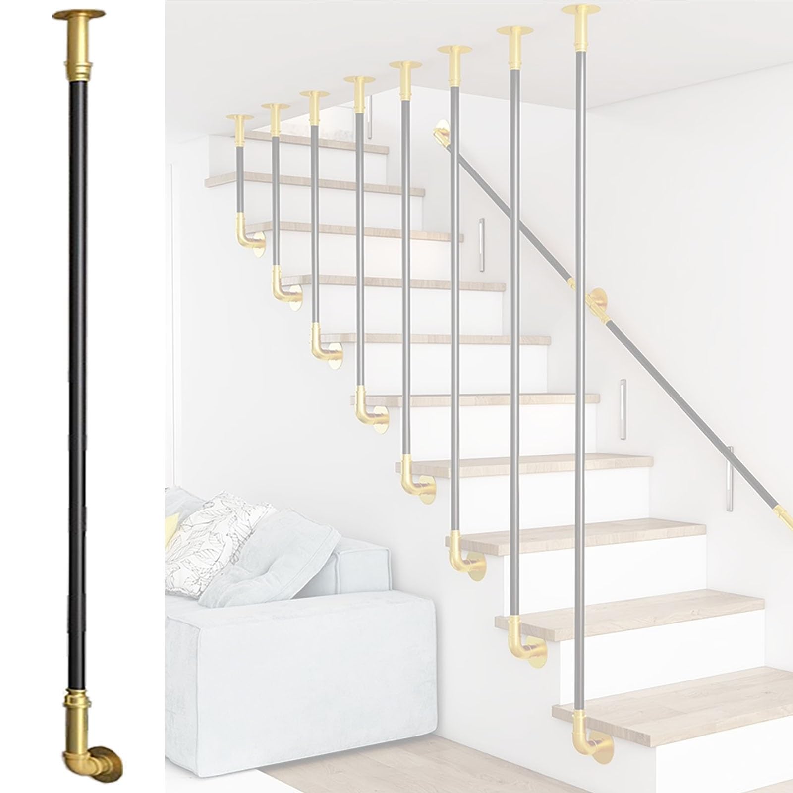 Balustres métalliques de garde-corps d'escalier au design tubulaire épuré pour intérieur