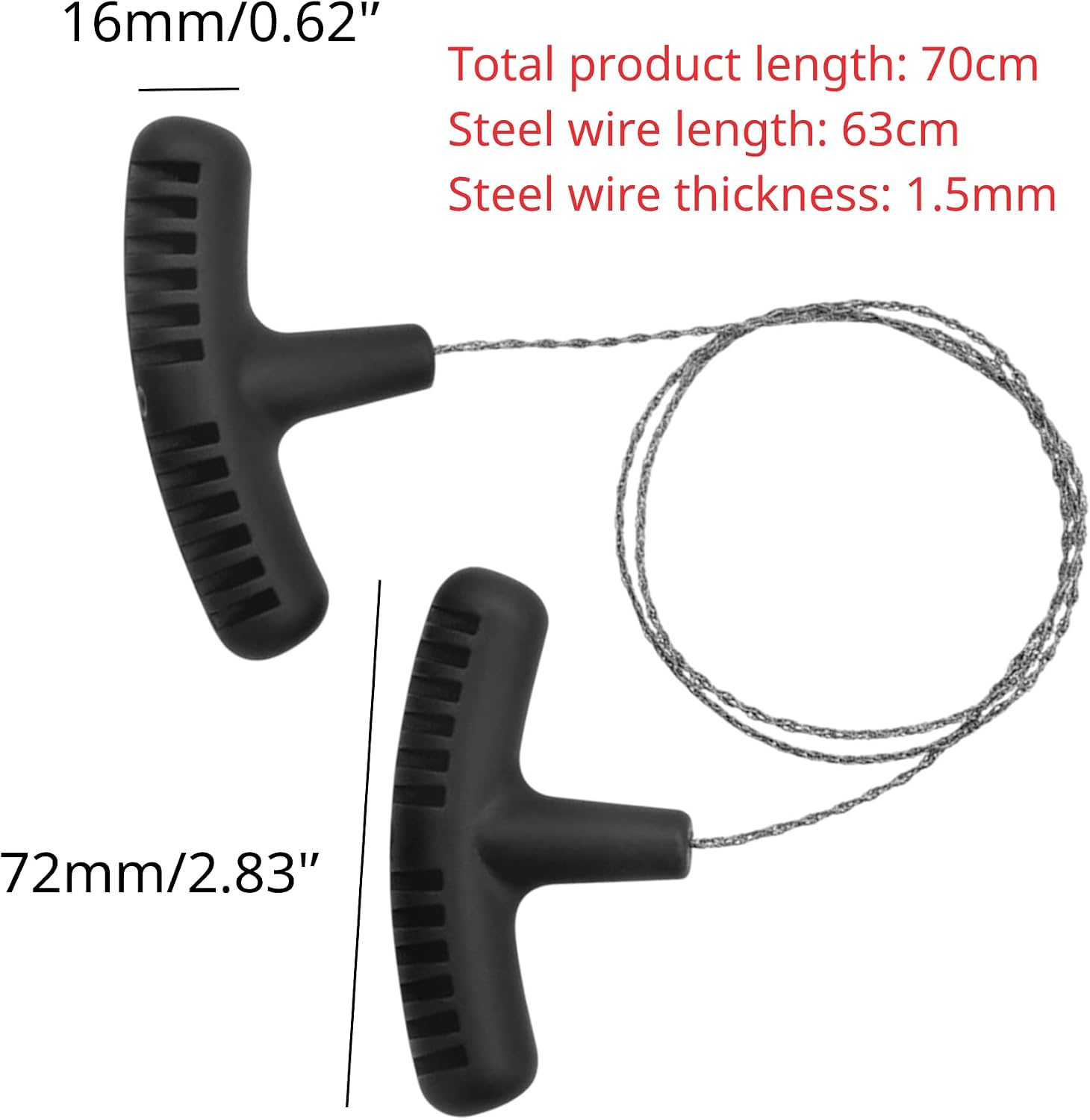 Stainless Steel Wire Saw with Plastic Handles, 27.5'' Cable Saw Hand Pocket String Emergency Survival Rope Cutting Tools for Outdoor Camping, Hiking, Trees & Wood