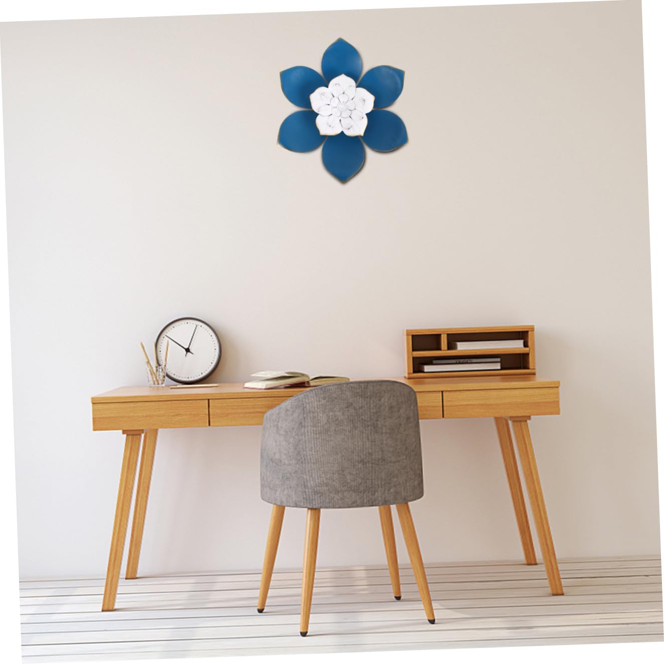 Abaodam Fiore Decorativo da Parete in Ferro Blu per Casa e Camera