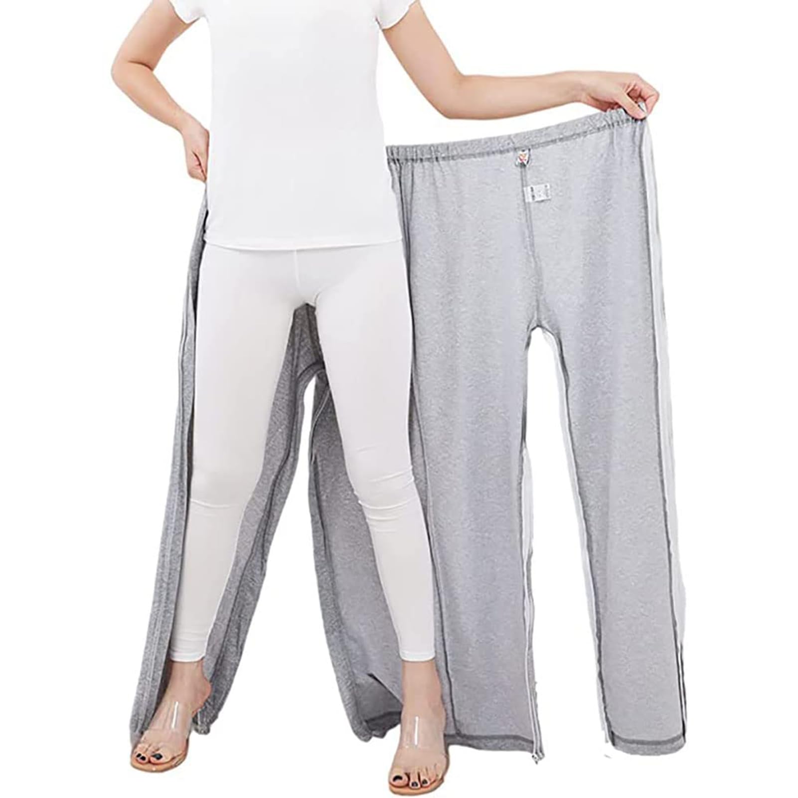 Pantaloni per la Cura Dell'incontinenza per Incontinenza, Adulto Incontinenza Chirurgia Cerniera Pantaloni Aperti, Facili da Indossare E da Togliere, Grigio