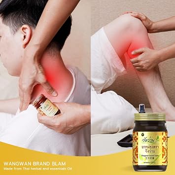 Wangwan Thai Herbal Balm for Back, Neck, Knee, Shoulder, Feet Thai Massage 50g (Pack of 3)