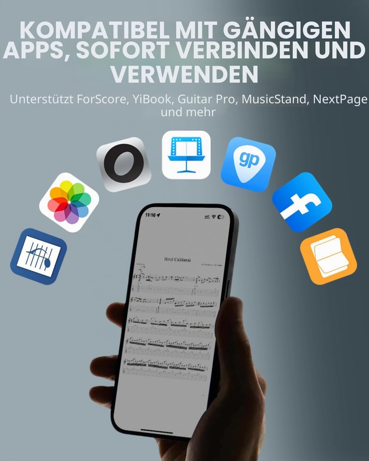 Donner Wireless Bluetooth Page Turner Pedal Bluetooth-Seitenumblätterer-Pedal für iPad-Tablets und Smartphones, Fußpedal, Schwarz
