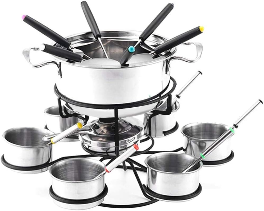 Rotating cheese fondue set, fondue pot stainless steel