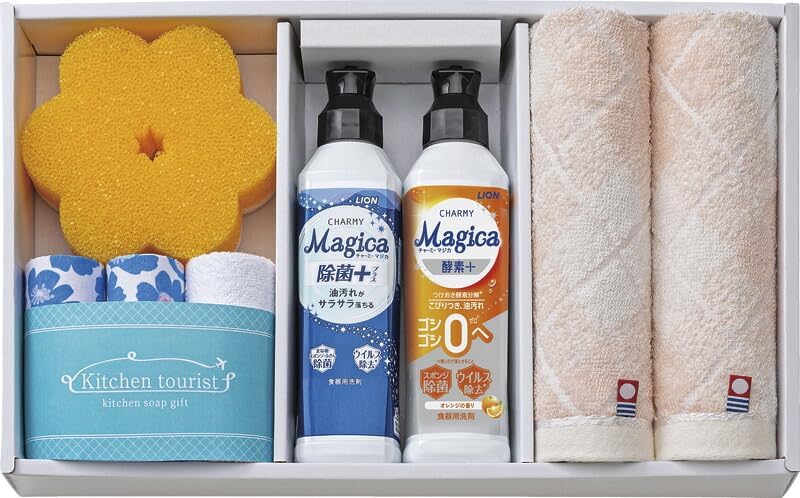 実りの秋の贈り物 キッチンソープギフト キッチンツーリスト 今治ウォッシュタオル(33&times;33cm)・プリント手ぬぐいハンカチ(34&times;