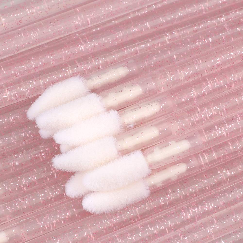 300PCS Glitter Crystal Lip Brush, Disposable Lip Brushes Lip Gloss Applicators Lipstick Gloss Wands Applicator Perfect Makeup Tool Kits (Pink): Beauty