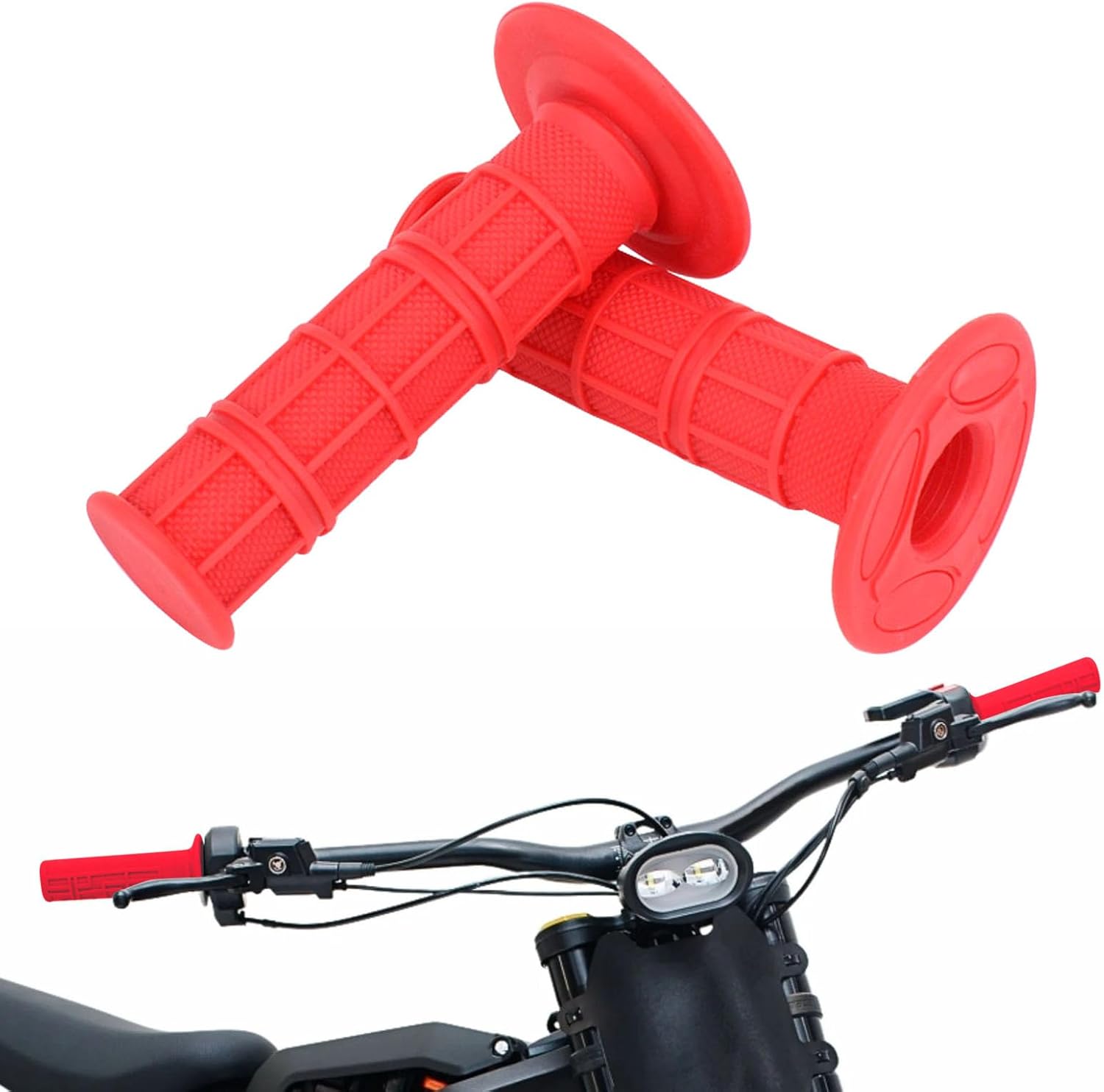 Electric Dirt Bike Twist Handle Throttle with Cable + 7/8" Handlebar Grips for Sur Ron Light Bee X LBX E-Ride Pro SR S SS 2.0 3.0 Red