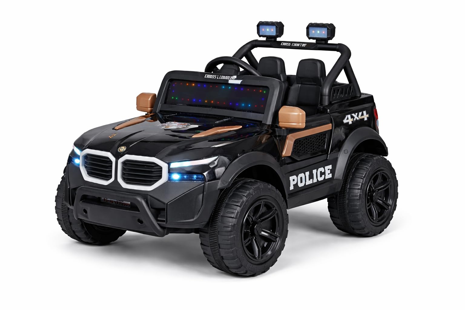 KAB J 777 Rechargeable Battery Operated Jeep for Kids | Electric Ride-On Toy with LED Lights,Music,RGB Windshield,Steering Function & Dual Control (Black)-image-26