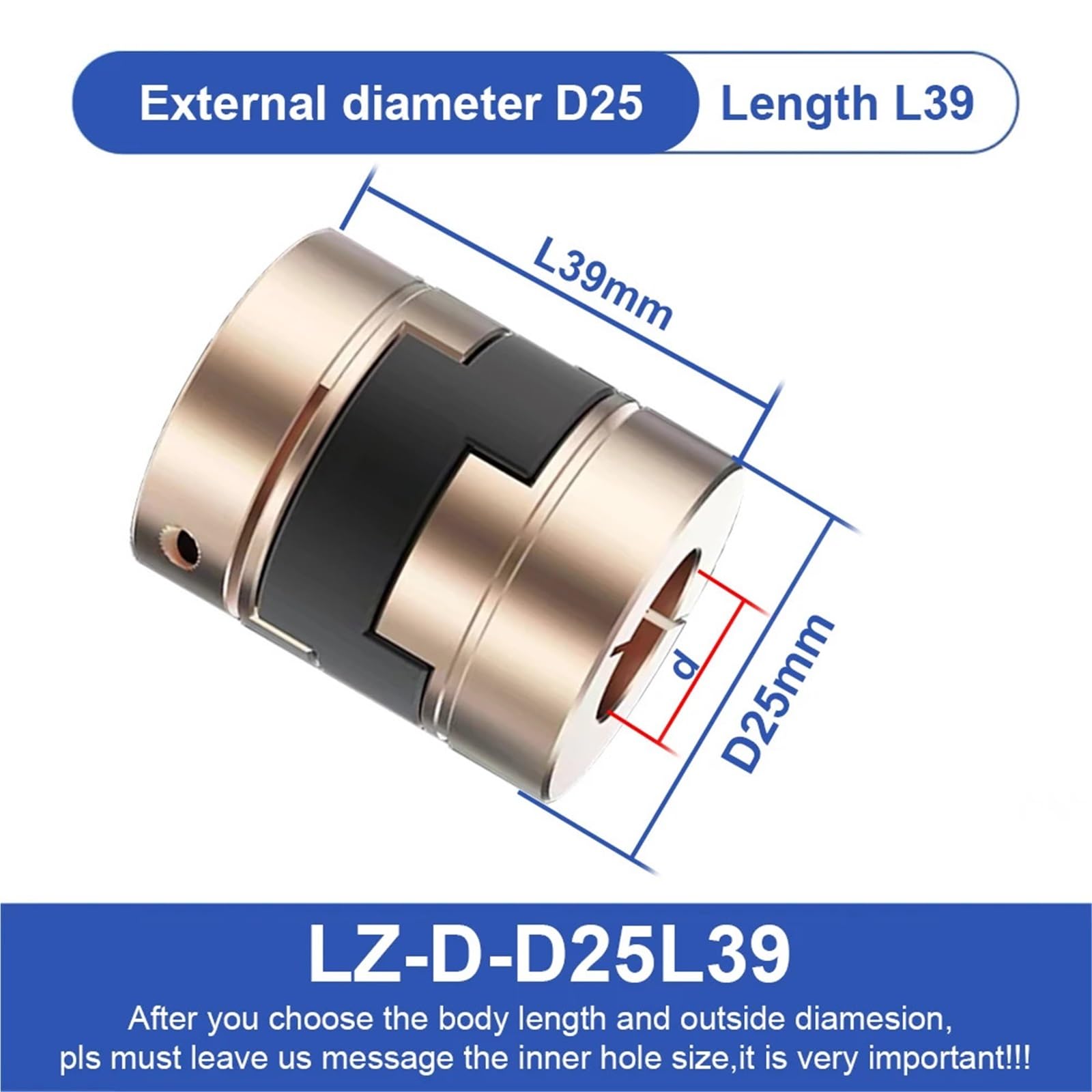 LZ D25L39 D25L28 Oldham-Kupplung, flexible Wellenkupplung aus Aluminiumlegierung, 6 mm bis 12 mm, for CNC-Servomotoren(LZ-B-D25L39 11mm)