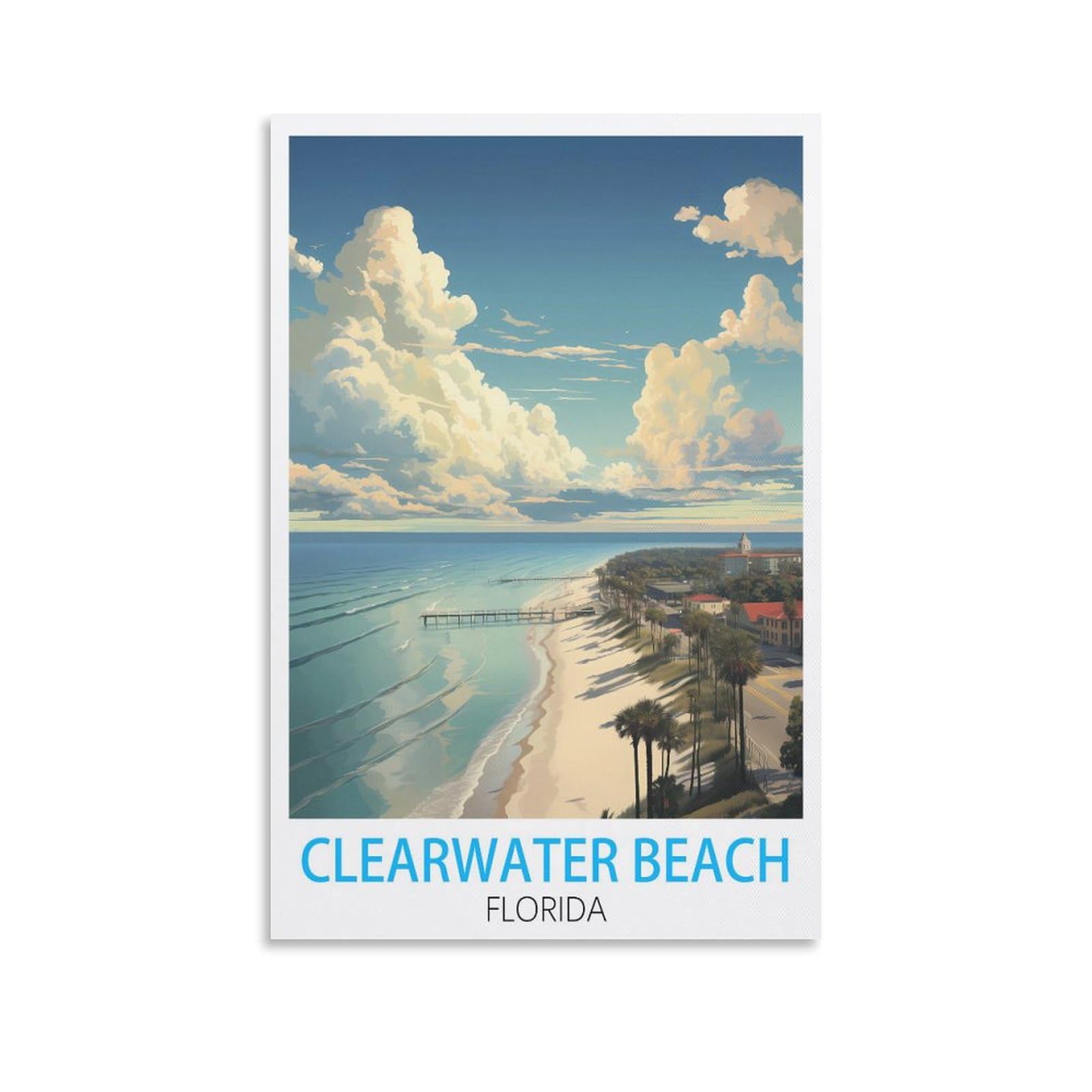 Metal Tin Sign,Clearwater Beach Floridas,Metal Wall Decorative Tin Signs for Home Kitchen Bar Coffee Shop Club Orchard Decoration 15x30cm