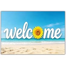 Beach Ocean Wave Doormat Welcome Mat Sunflower Front Entryway Mats