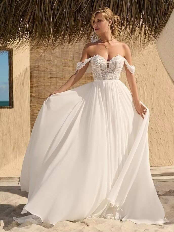Tulle Lace Wedding Dresses for Bride 2025 Mermaid Off Shoulder A Line Long Beach Wedding Bridal Ball Gowns for Women2
