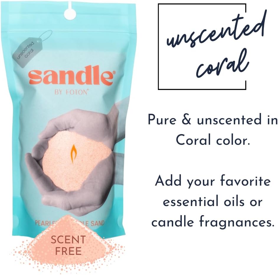 Most Popular Bundle: Vanilla + Pink Coral Unscented, Luxury Candle with 15 Wicks Plus 30-Pack of Wicks – Sandle by Foton Pearled Candle