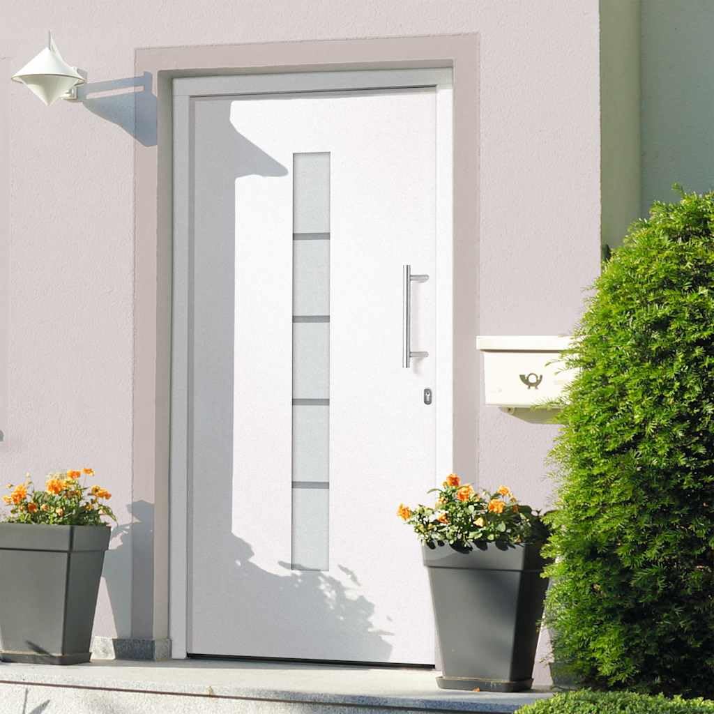 Drzwi wejściowe aluminium i PCW białe 100 x 210 cm