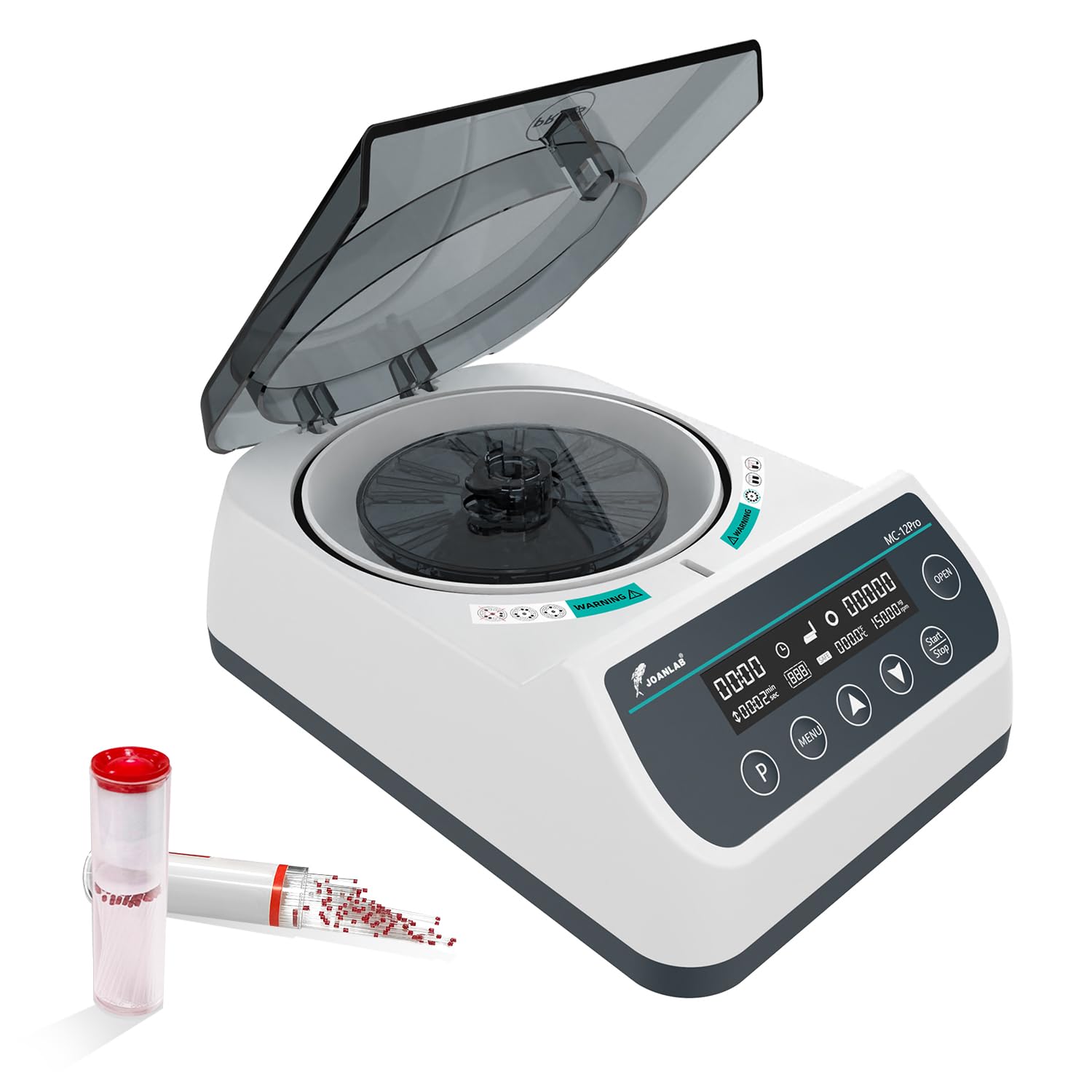 JOANLAB MC-10PRO Microcentrifuge, 10000RPM 6708xg Timer | High speed centrifuge machine, 40mm x 1.5mm glass tubes x10, digital display, timer, for lab use