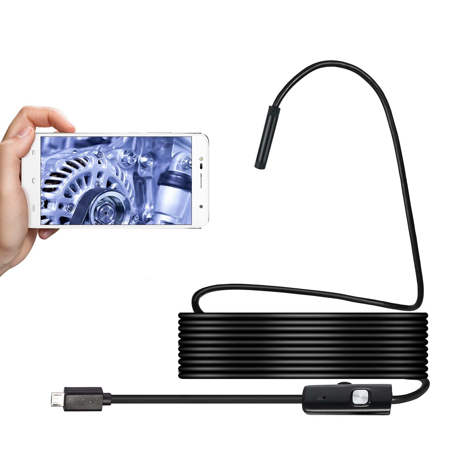 JOCCELYN 5.5mm Endoscope Camera Flexible IP67 Waterproof Inspection 6 LED borescope Camera with 2M Cable for Android, PC & notebok-image-26