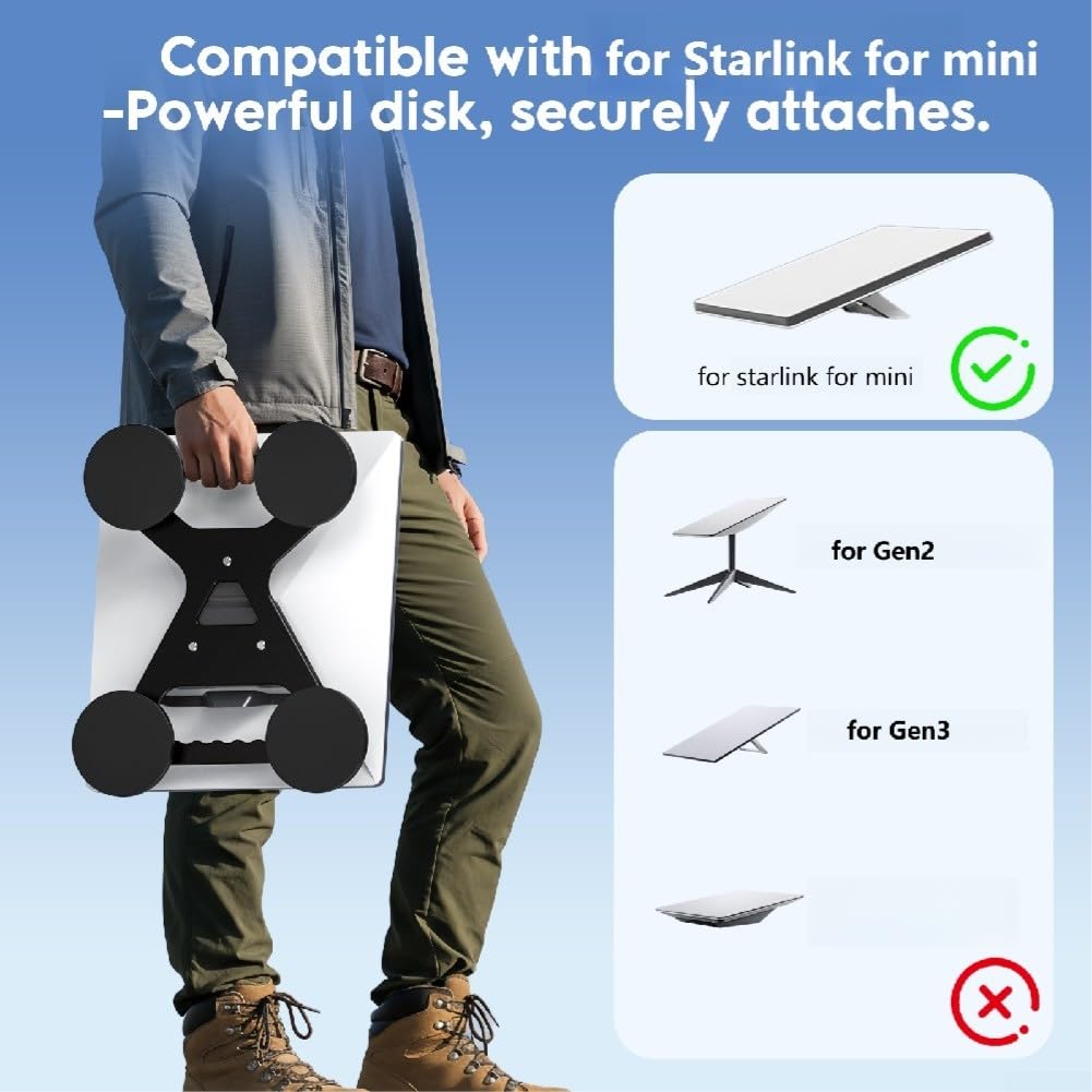 Starlink per mini staffa di montaggio per tetto RV senza trapano alluminio resistente adattatore per palo da parete UK