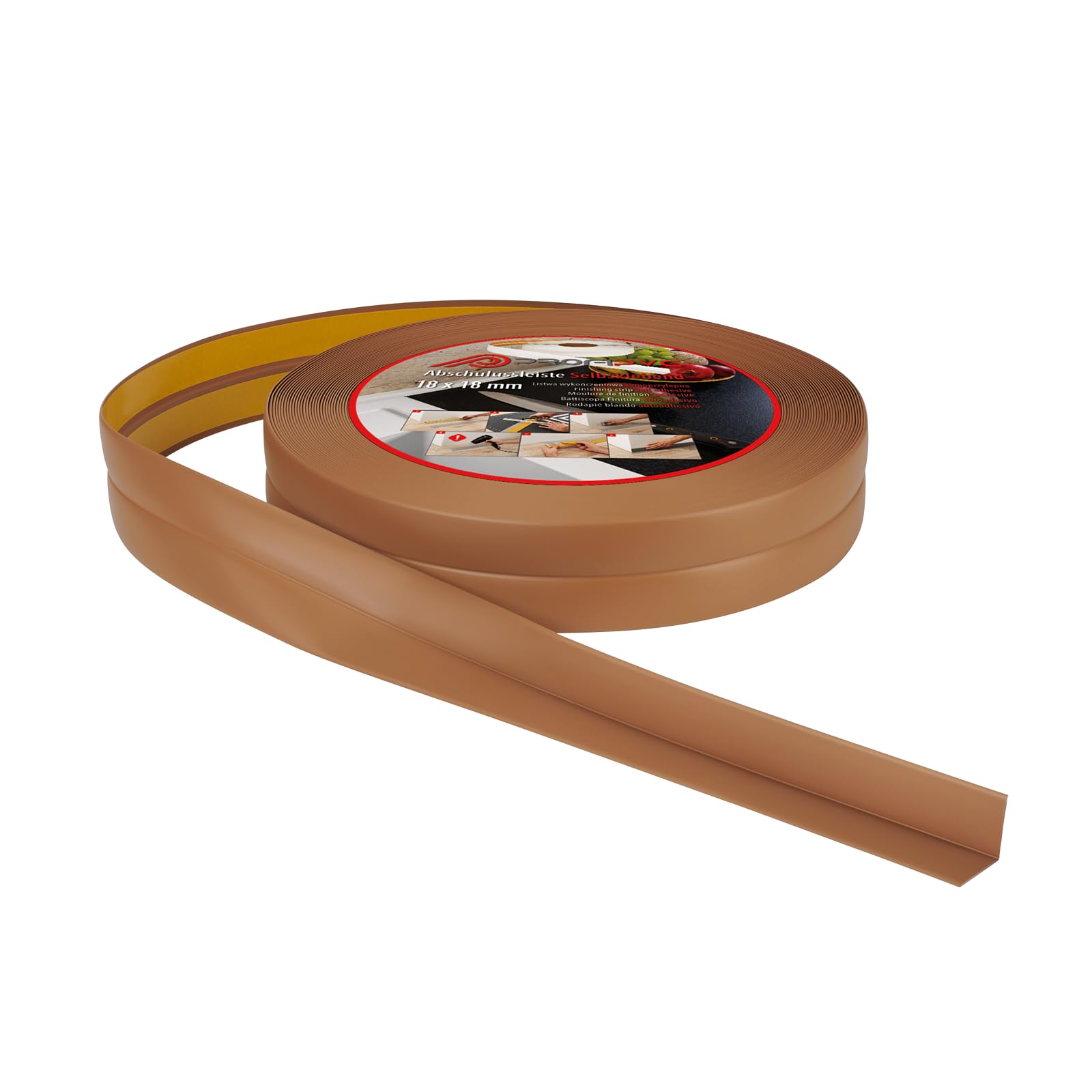 ProfiPVC Soft Skirting Strip 18 x 18 mm 15 m for Kitchen and Bathroom Self-Adhesive PVC Sealing Tape Flexible Kink Strip Joint Sealing Tape Amber