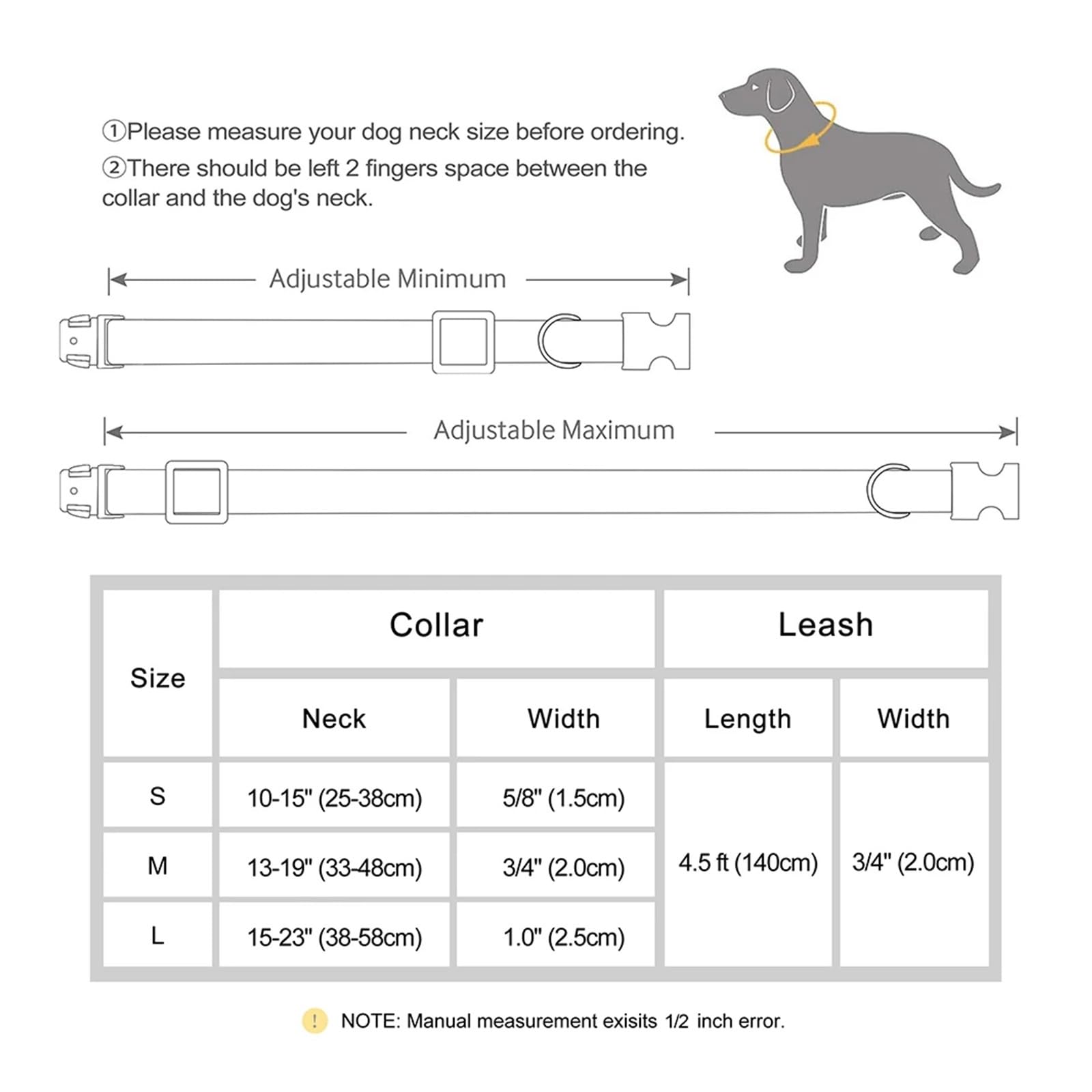 Collier for Chien avec Laisse, Tailles SL
