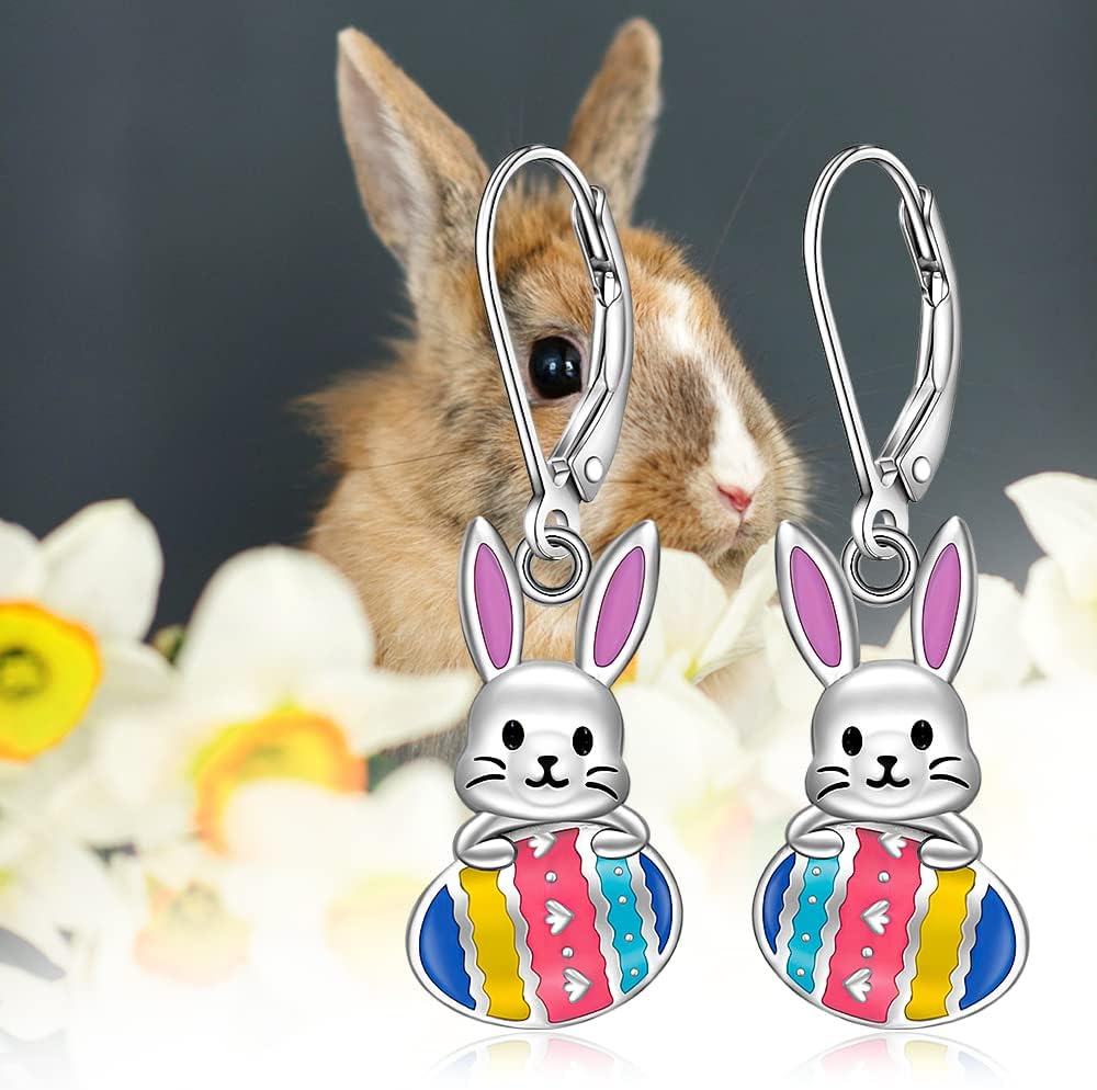 Bunny Earrings for Women Easter Earrings Carrot Egg Dangle Drop Sterling Silver Cute Animal Bunny Rabbit Jewelry Gifts - Image 5