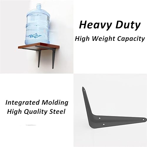 Miniatura 10 de Wideskall Soportes metálicos para estantes angulares de pared de 5 x 6 pulgadas, color gris, paquete de 12